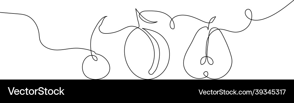 Fruits one line set continuous drawing Fruits one line set continuous drawing Vector Image