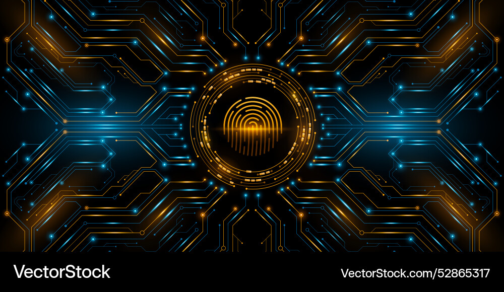 Glowing circuit board with scanning user vector image