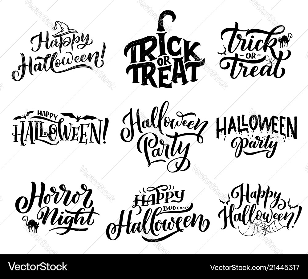 Halloween Party Lettering Icons Vector Image