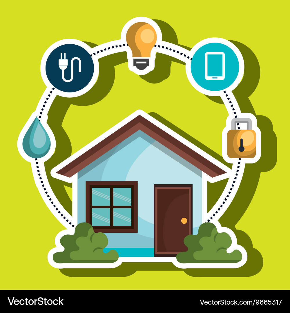 Smart home with menu settings isolated icon design Vector Image