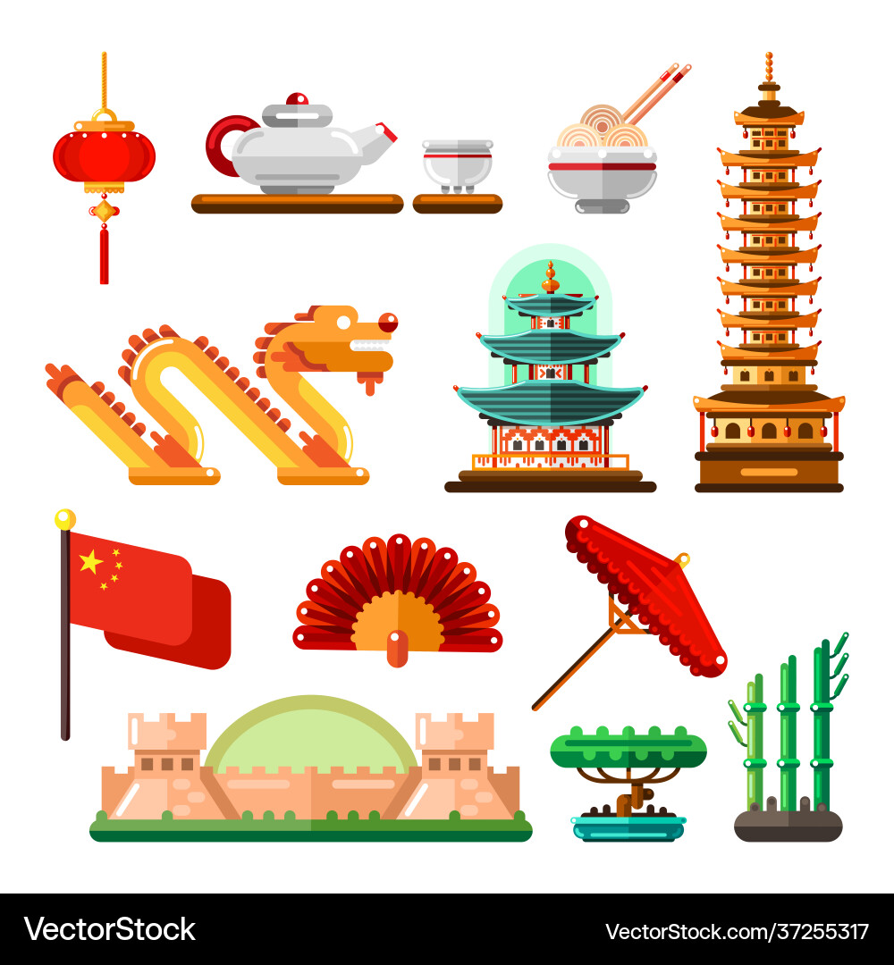 Travel to asia china icons and isolated design Travel to asia china icons and isolated design vector image