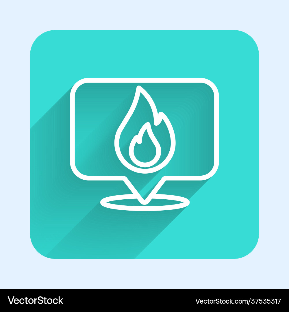 White line map pointer with fire flame icon White line map pointer with fire flame icon Vector Image