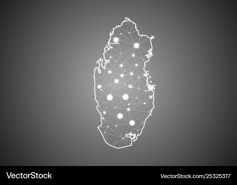 Wireframe mesh polygonal qatar map abstract Vector Image