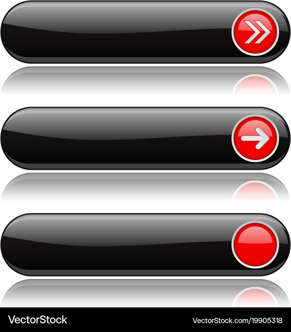 Black oval buttons with red arrows menu interface Vector Image