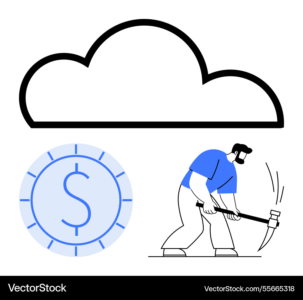 Cloud computing and cryptocurrency mining concept Cloud computing and cryptocurrency mining concept vector image