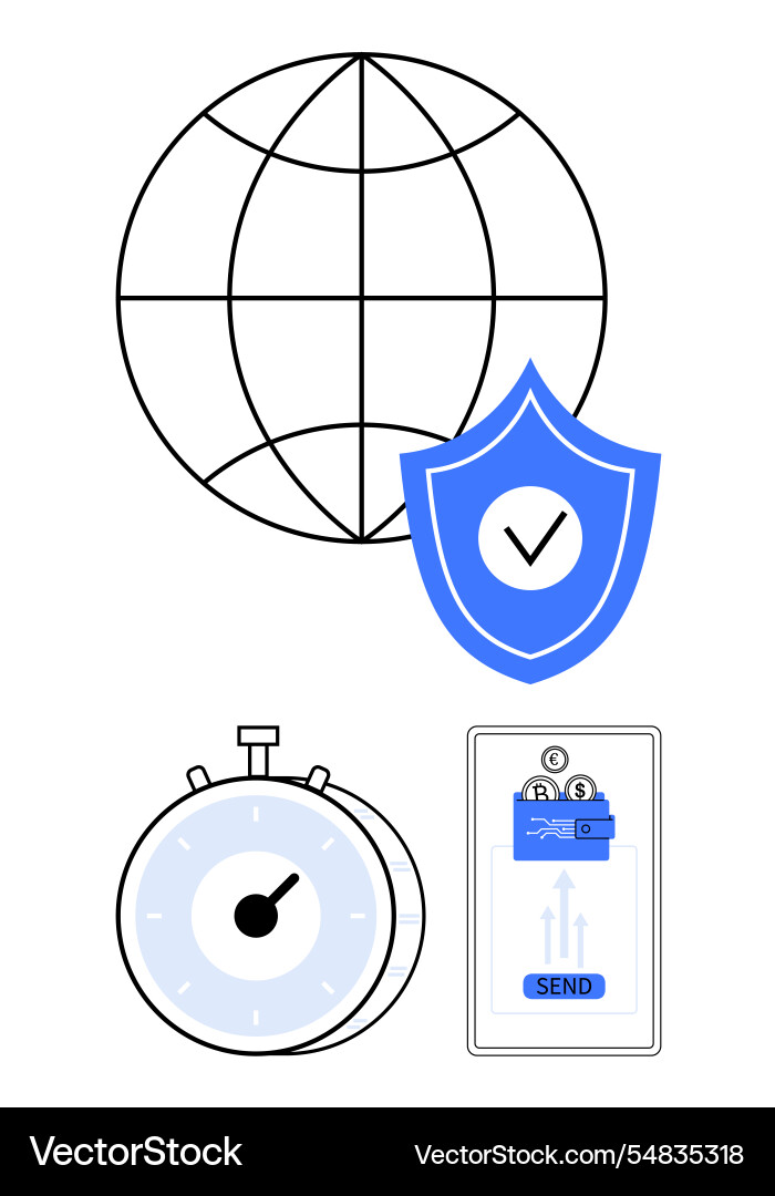 Global security with fast digital transactions vector image