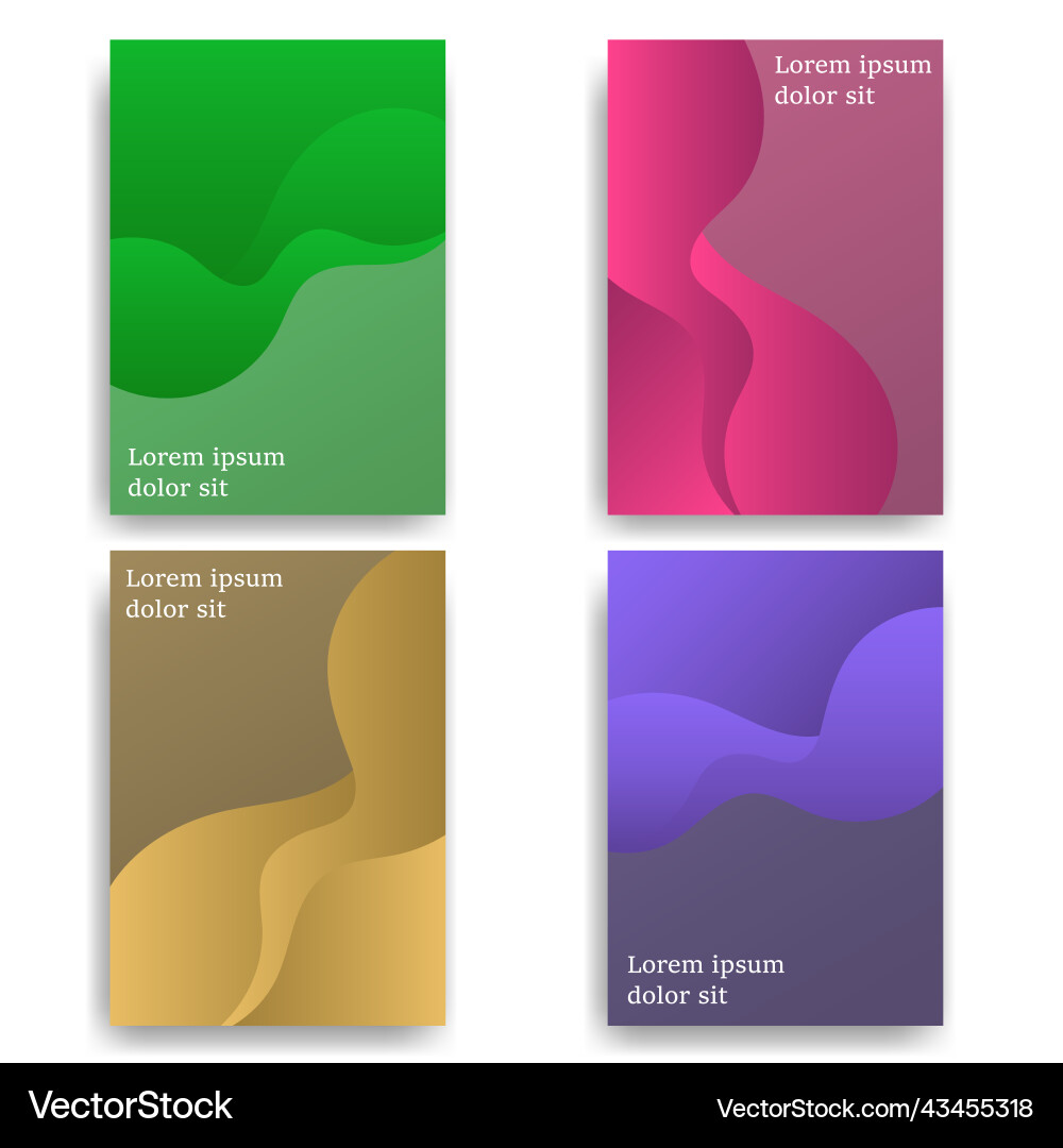 Gradient texture brochure cover set custom Vector Image
