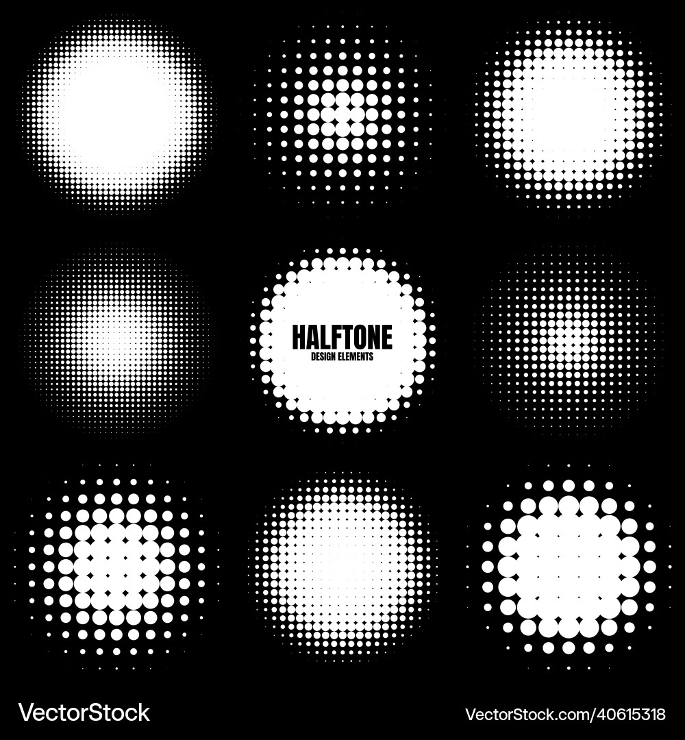 Halftone Circle Pattern with Dots vector image