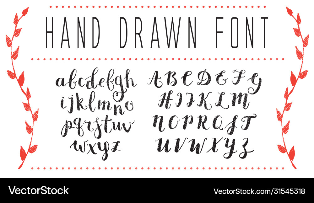 Hand Drawn Script Alphabet - Retro Style vector image