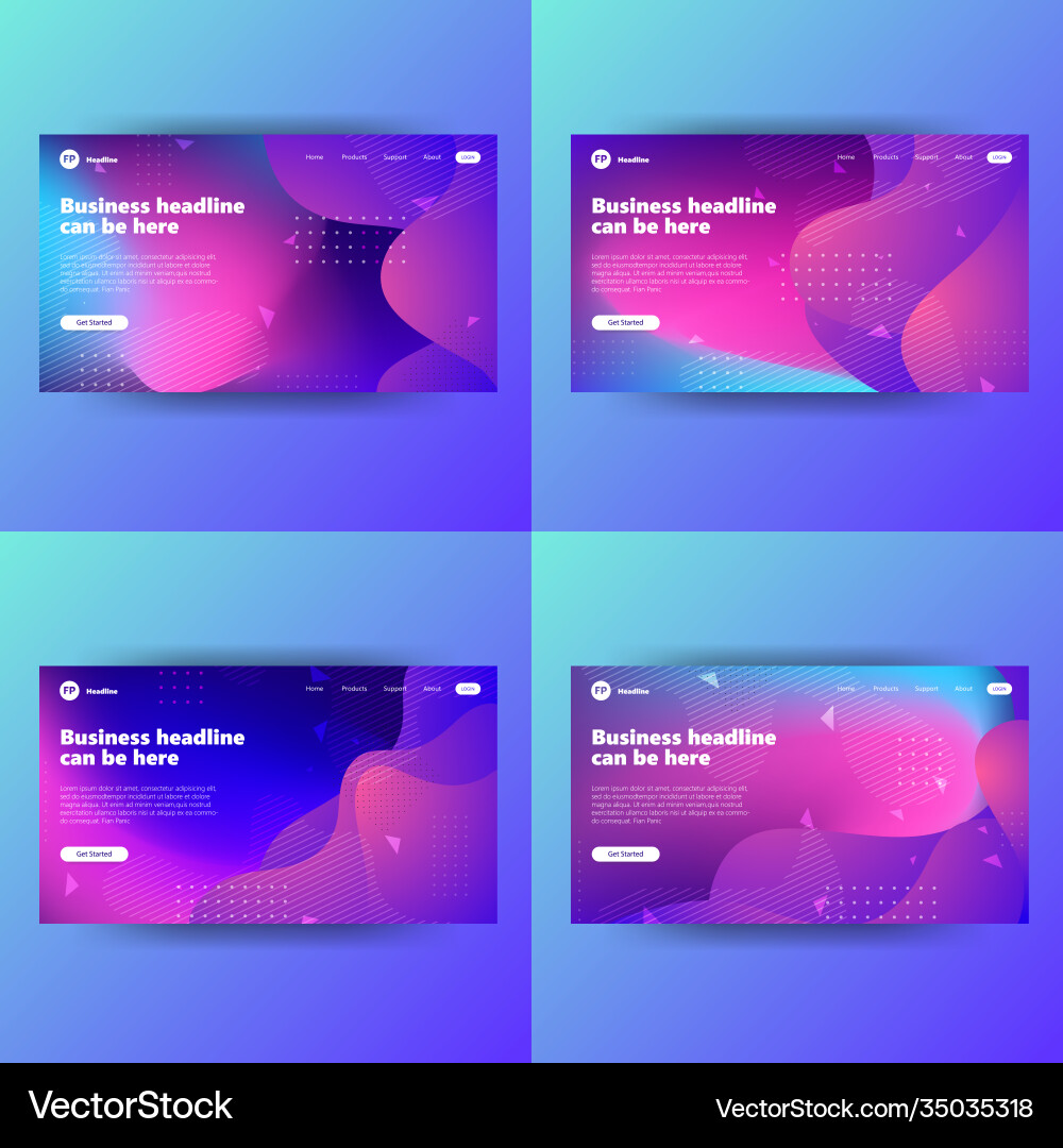 Landing page template with gradient modern webpage Landing page template with gradient modern webpage Vector Image