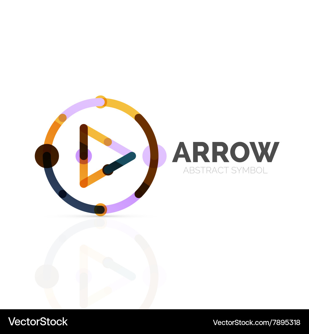 Linear arrow abstract logo connected multicolored vector image