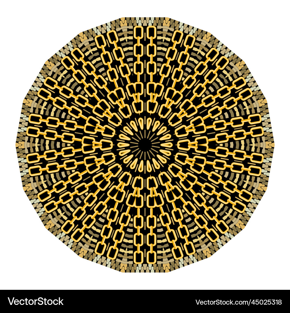 Mandala chains and zippers round pattern Mandala chains and zippers round pattern Vector Image