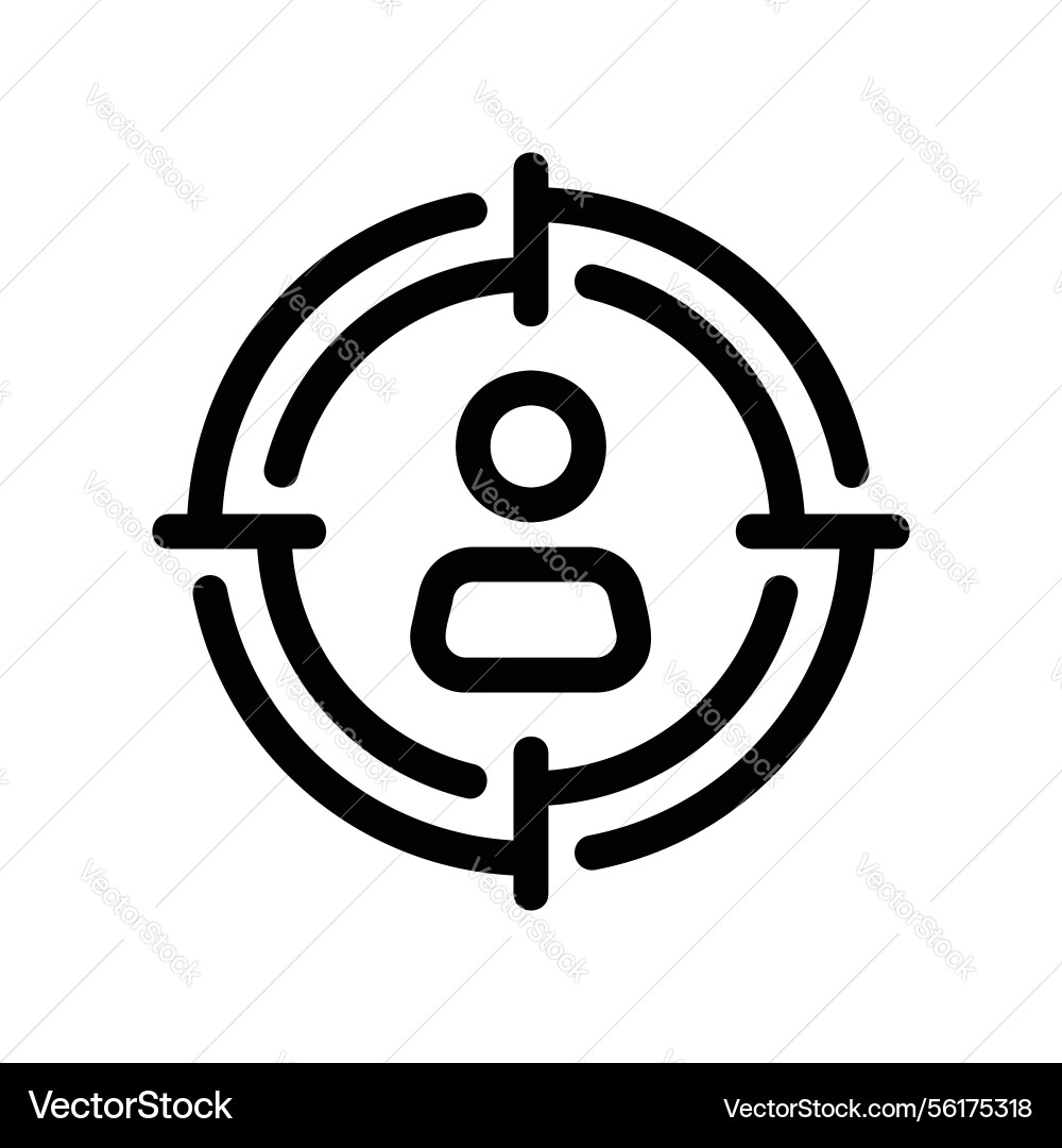 Outline user icon centered in target scope Outline user icon centered in target scope vector image