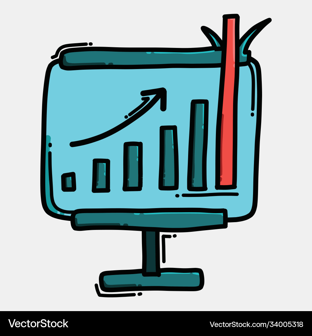 Presentation graph color icon drawing sketch hand vector image