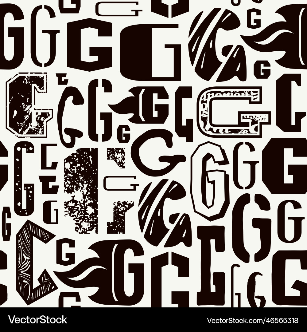 Seamless pattern with letters g in typographic Seamless pattern with letters g in typographic Vector Image