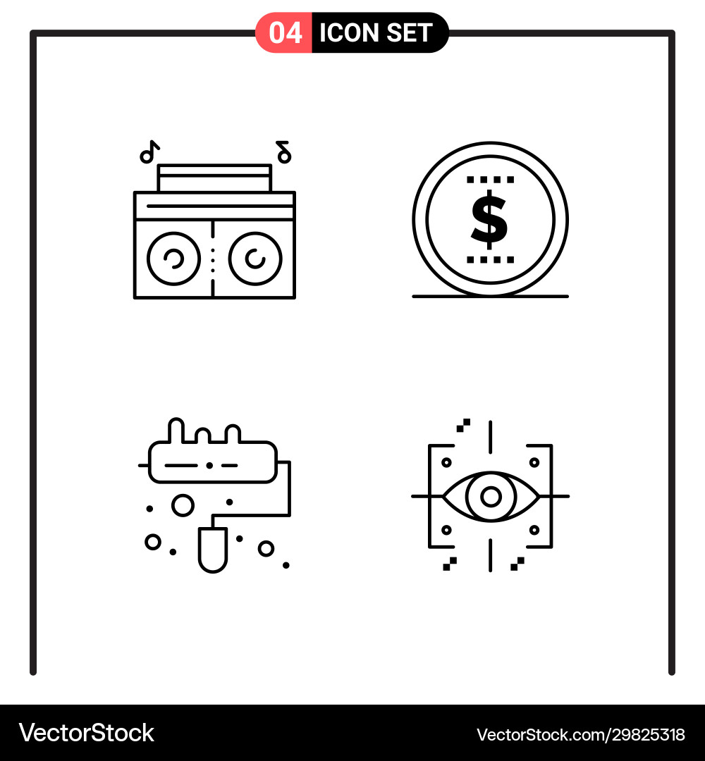 Set 4 line style icons for web and mobile Vector Image