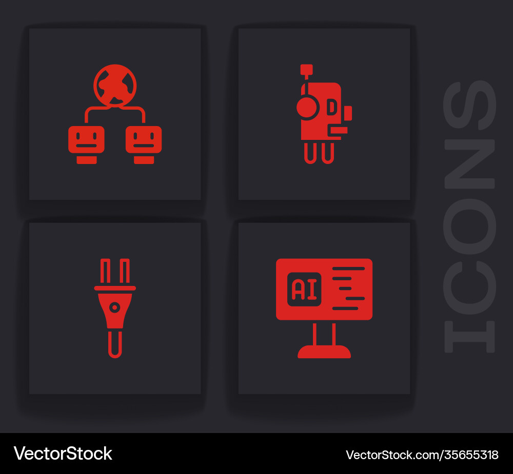 Set software artificial intelligence robot vector image