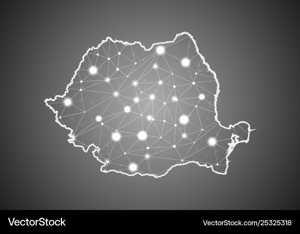 Wireframe mesh polygonal romania map abstract Wireframe mesh polygonal romania map abstract vector image