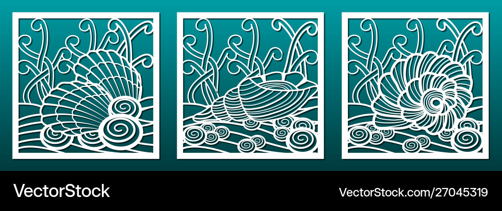 Abstract Seashell Fretwork Panel Vector Image
