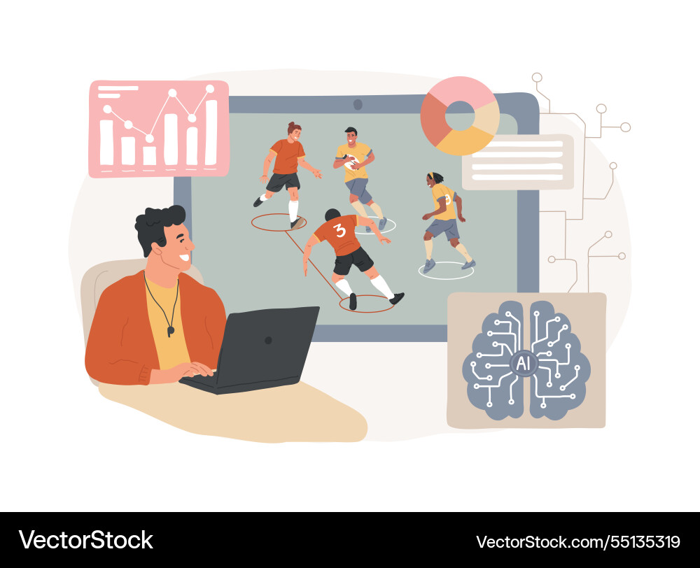Ai-powered game simulations abstract concept Ai-powered game simulations abstract concept Vector Image