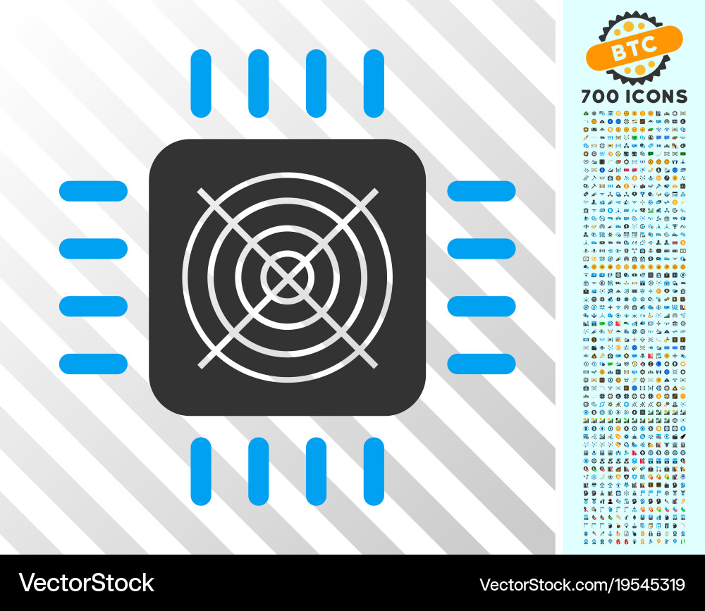 Asic processor flat icon with bonus Vector Image