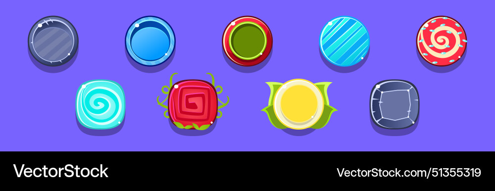 Bright button for game interface design set Bright button for game interface design set vector image