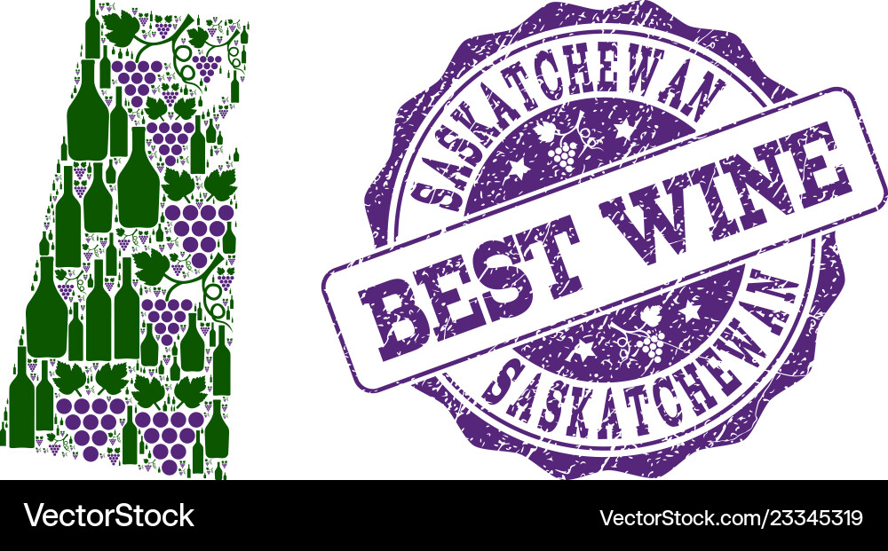 Composition of grape wine map saskatchewan Vector Image