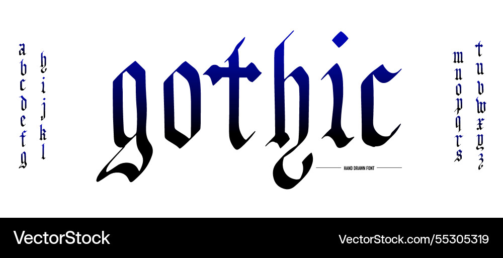 Gothic alphabet medieval handwritten typeface Gothic alphabet medieval handwritten typeface Vector Image