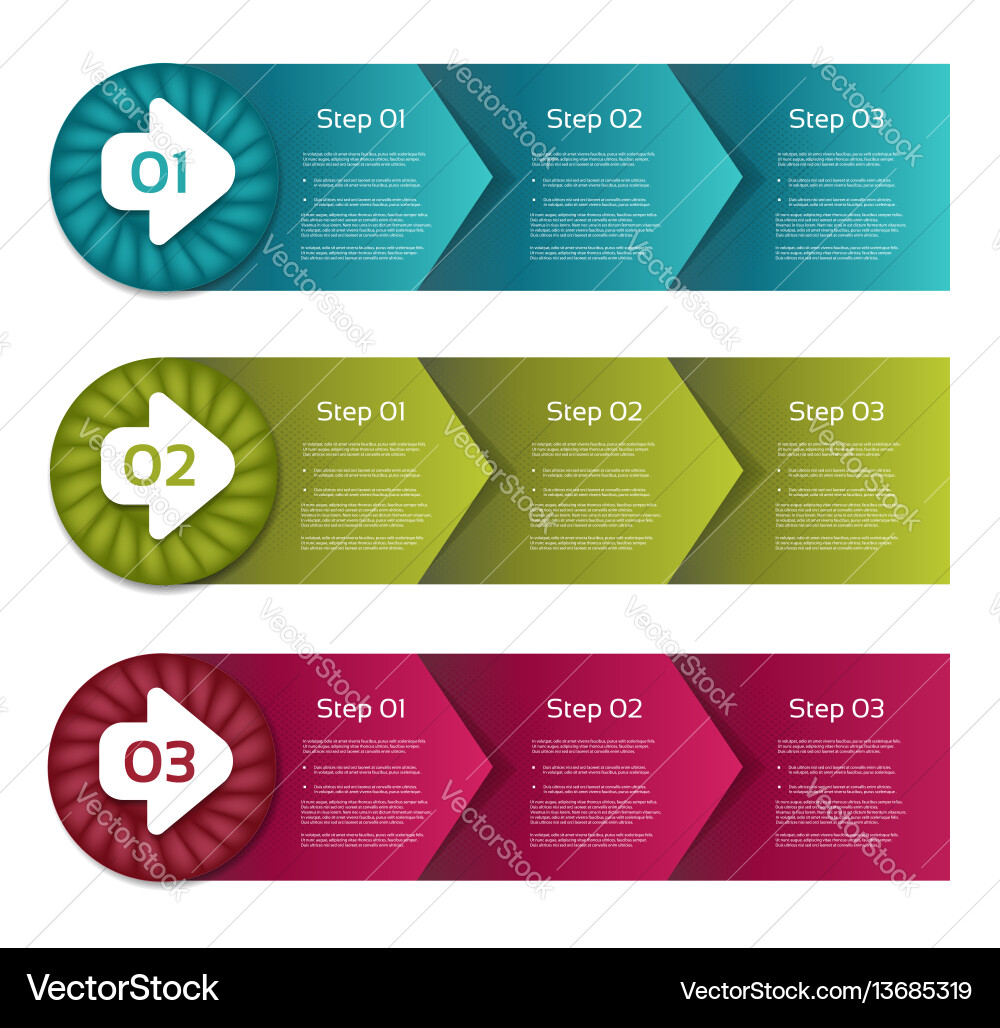 Process arrows boxes step by set thr Process arrows boxes step by set thr vector image