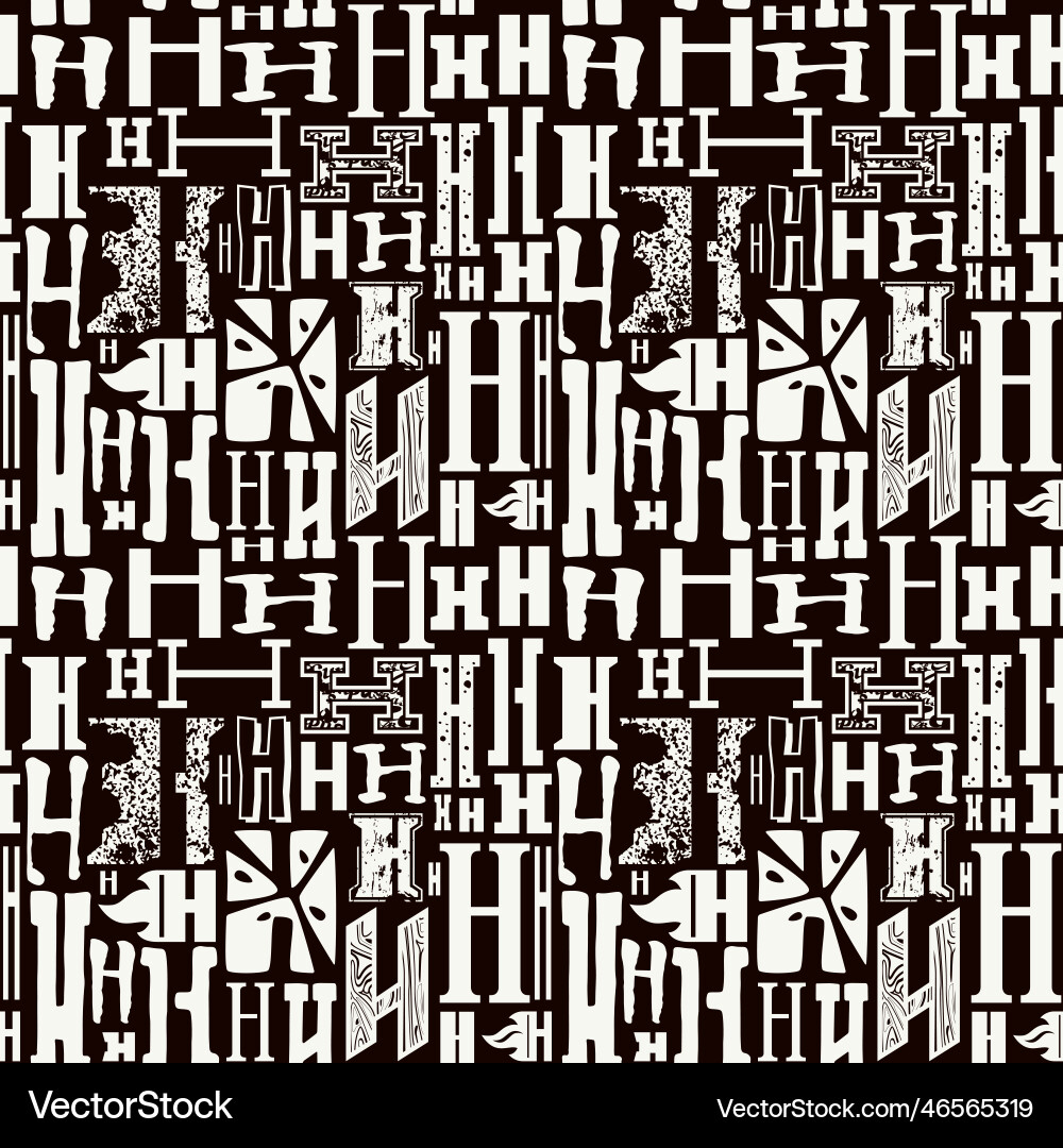 Seamless pattern with letters h in typographic Seamless pattern with letters h in typographic vector image