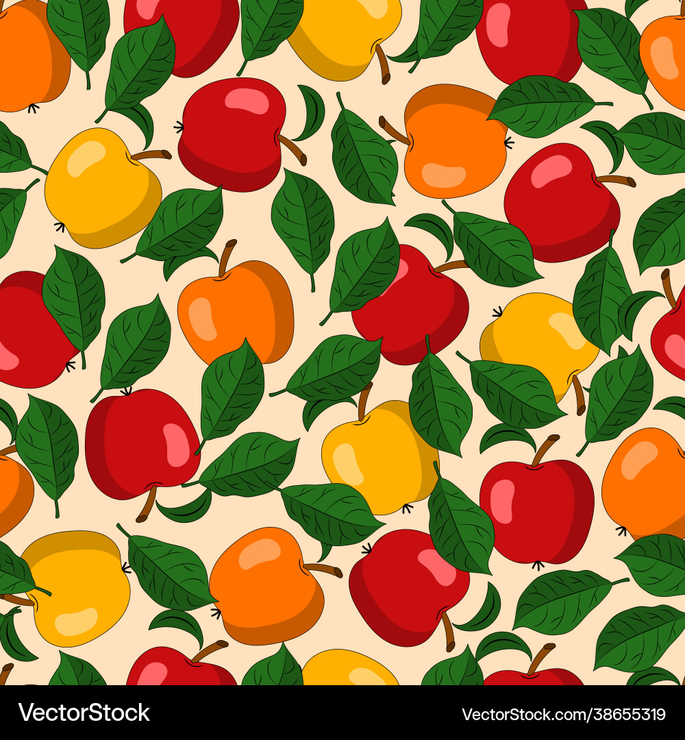 Seamless pattern with ripe apples Seamless pattern with ripe apples Vector Image