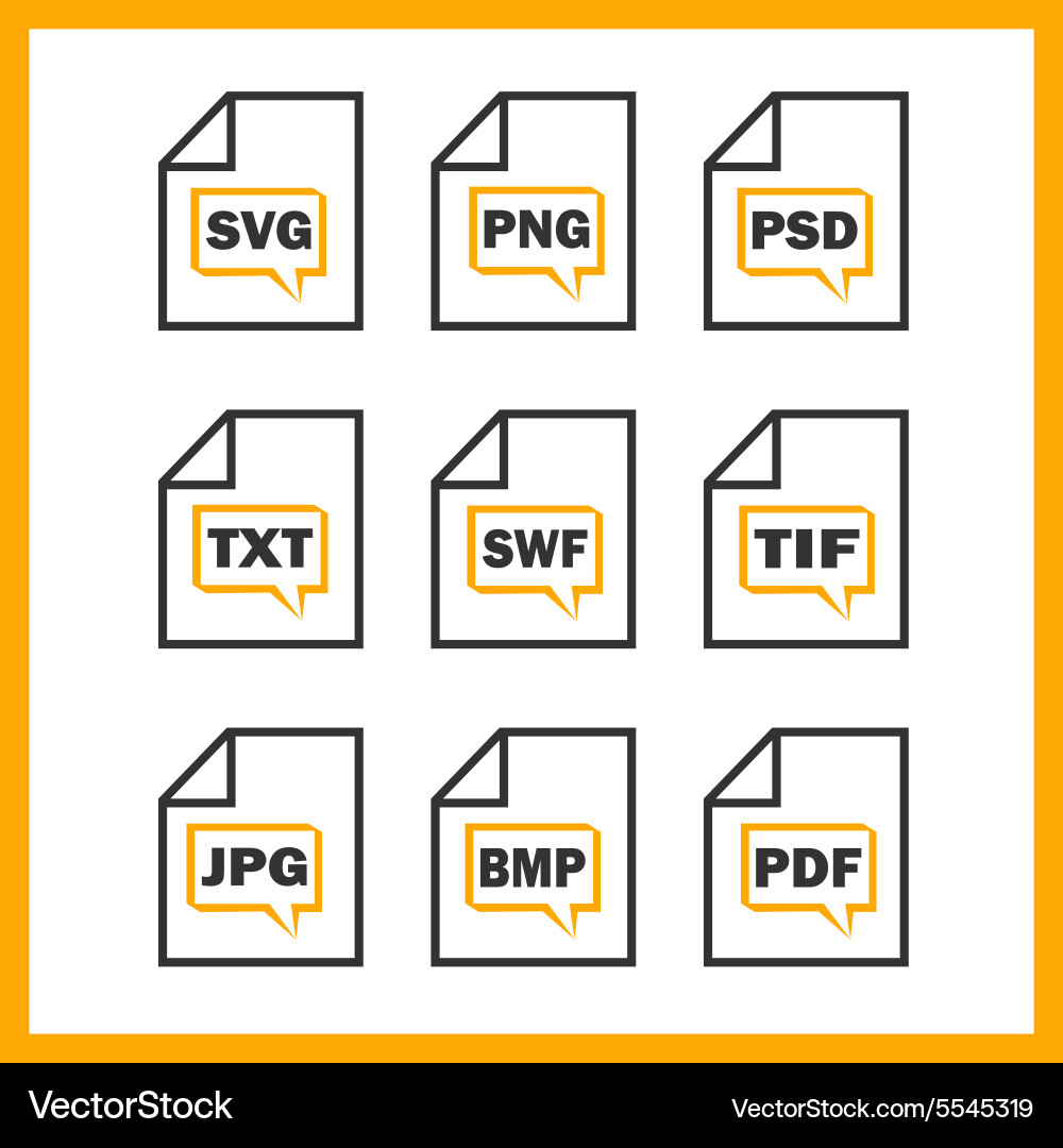 Set of icons indicating the digital formats Vector Image
