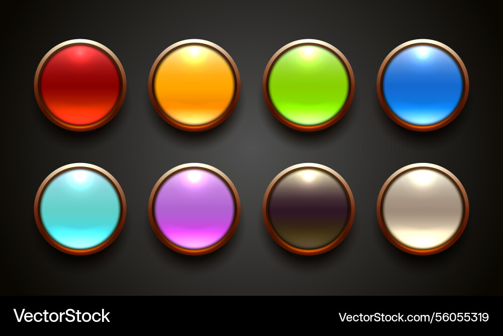 Set of round buttons different colors Set of round buttons different colors vector image