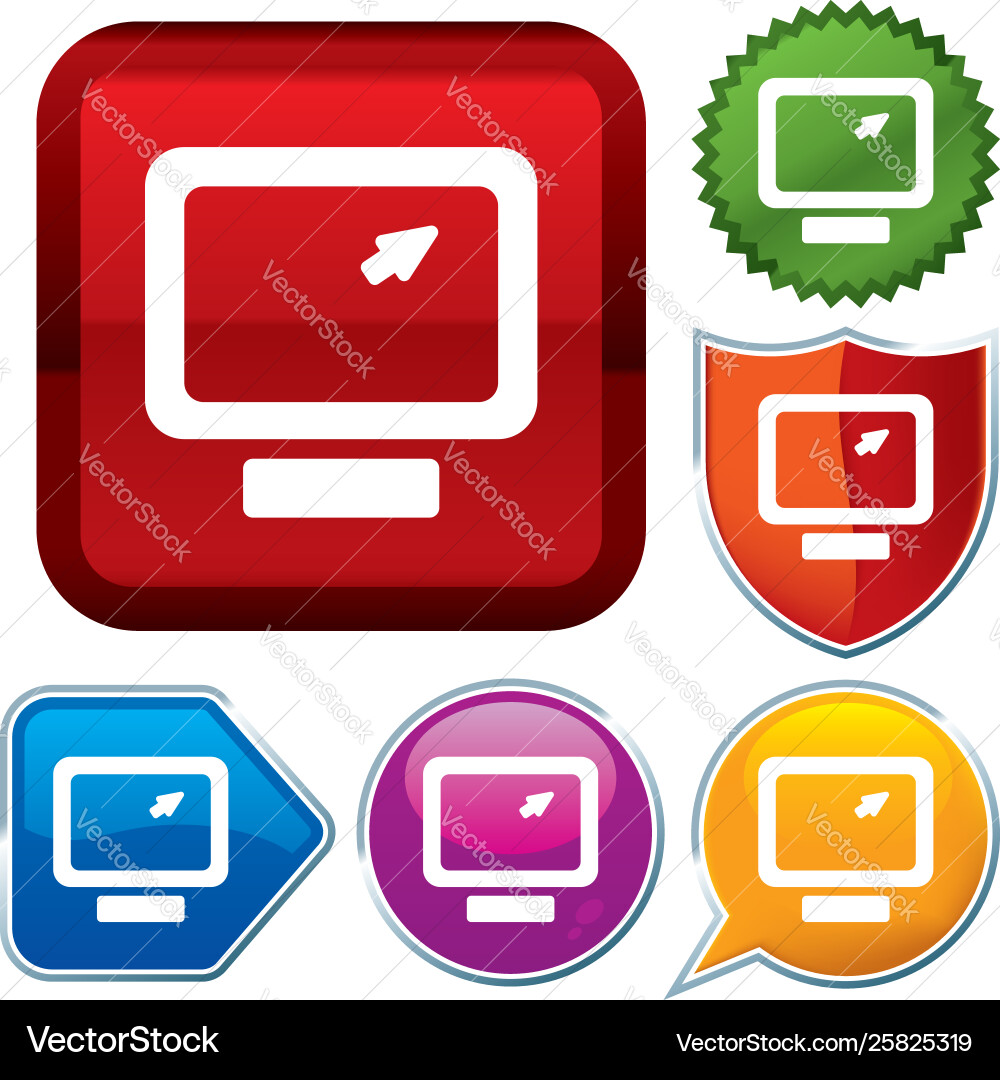 Set shiny icon series on buttons computer vector image