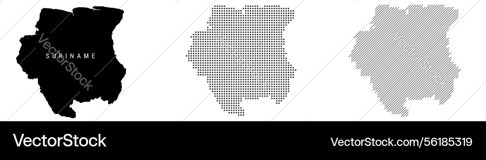 Suriname silhouette map and two patterns of dots Vector Image