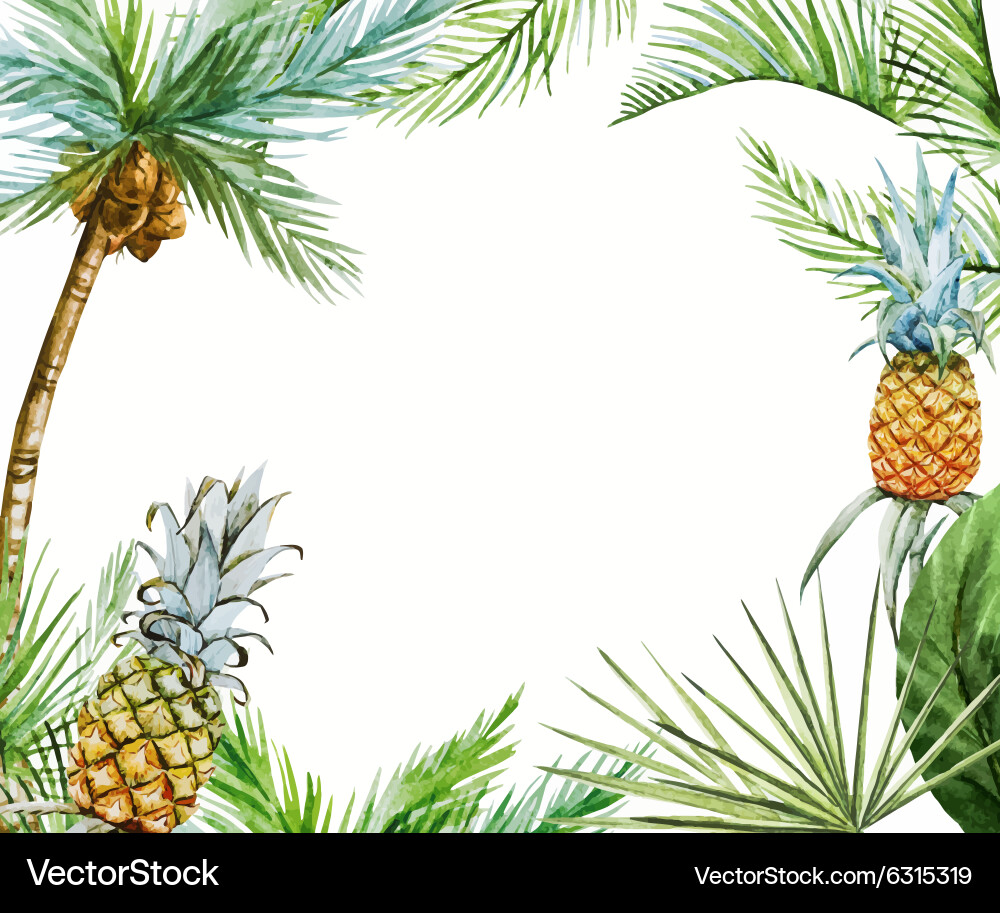 Tropical Watercolor Frame Vector Image
