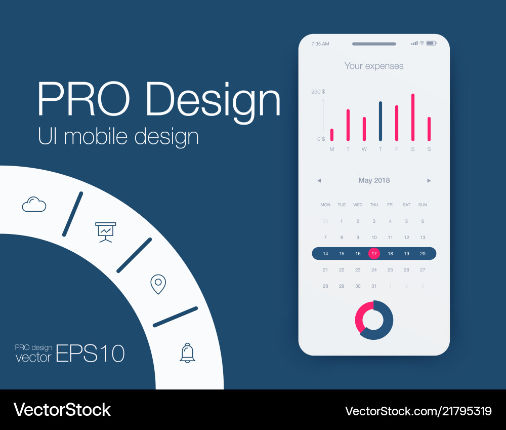 Weather ui material design stock Vector Image
