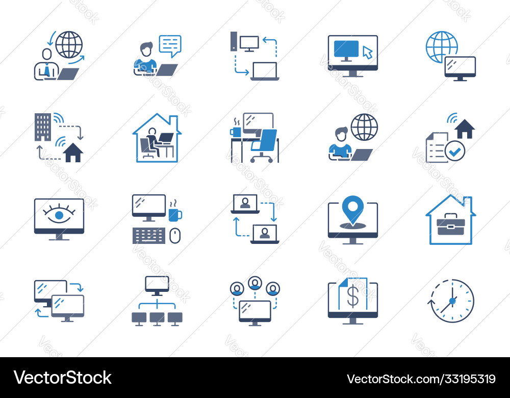 Work from home flat icons Royalty Free Vector Image