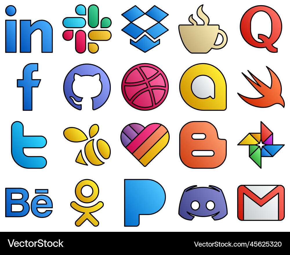 20 versatile icons tweet swift question google Vector Image
