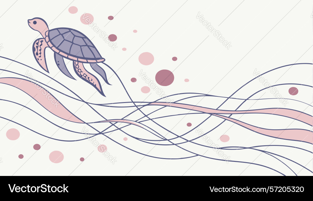 Abstract sea turtle with wavy lines dynamic Vector Image