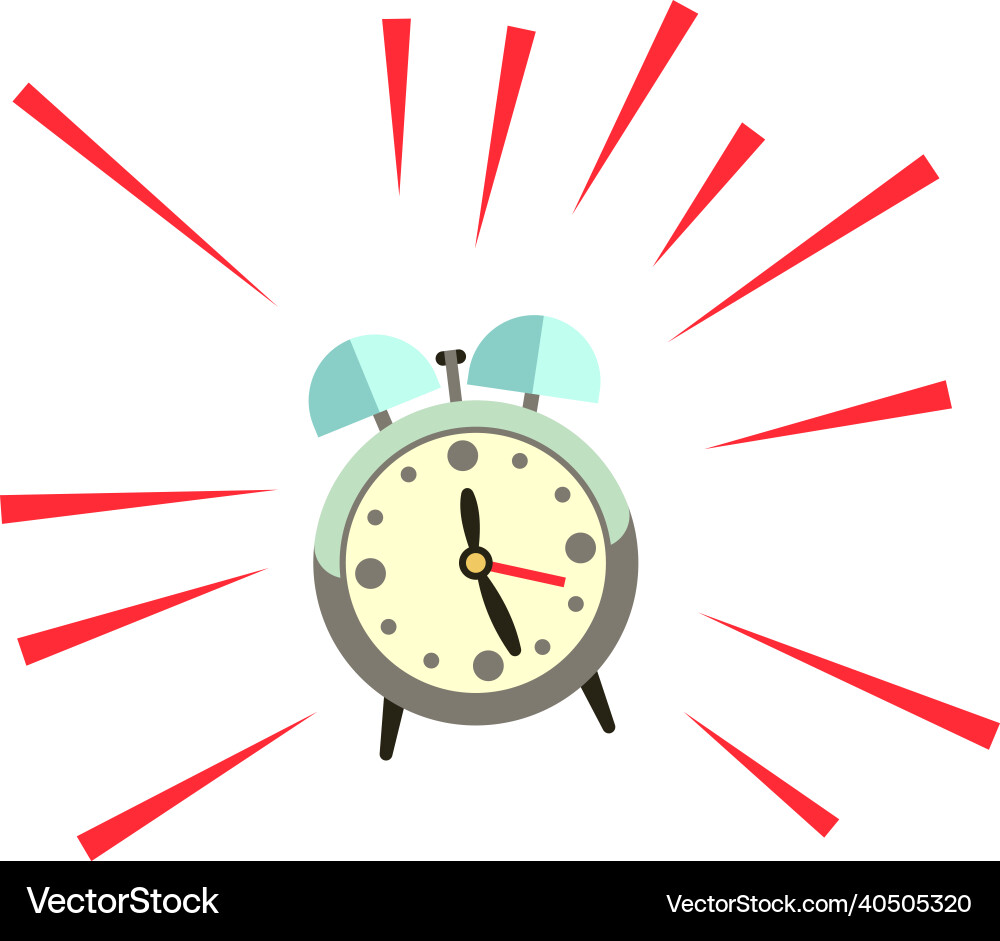 Alarm clock ringing wake up time signal Alarm clock ringing wake up time signal vector image