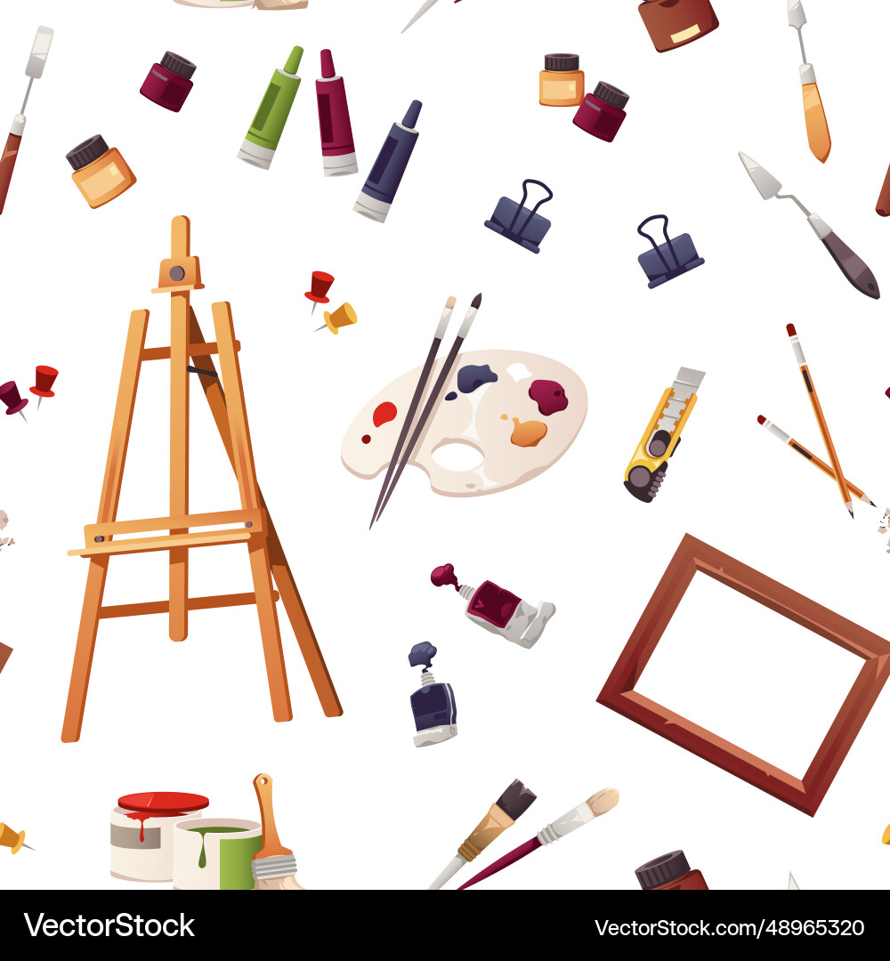 Art tools pattern seamless print of various Art tools pattern seamless print of various vector image
