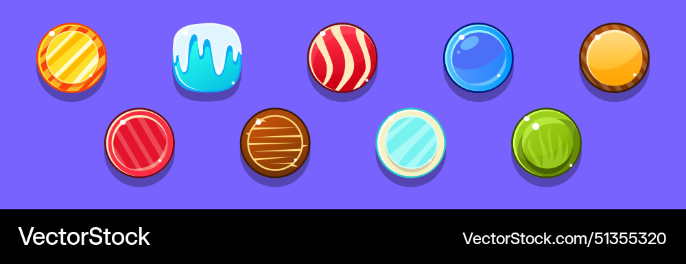 Bright button for game interface design set Bright button for game interface design set vector image