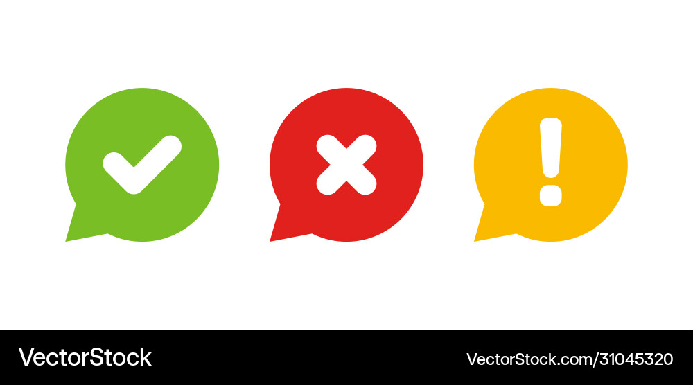 Cross checkmark and exclamation mark isolated Cross checkmark and exclamation mark isolated Vector Image
