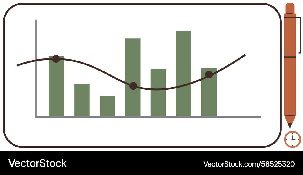 Data Trend Chart with Bar and Line Graph Vector Image