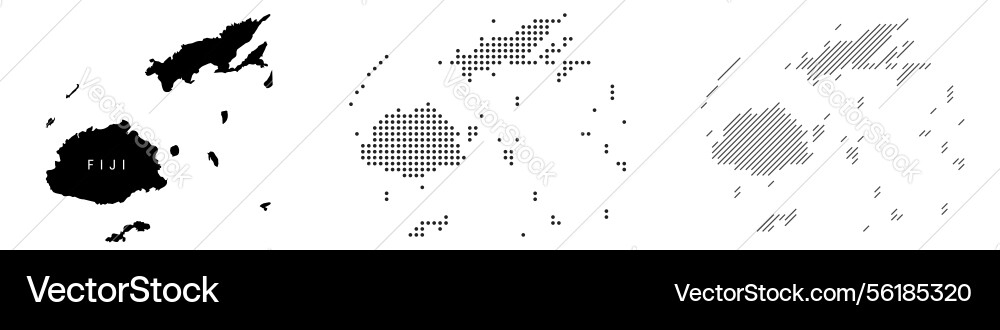 Fiji silhouette map and two patterns of dots Fiji silhouette map and two patterns of dots vector image