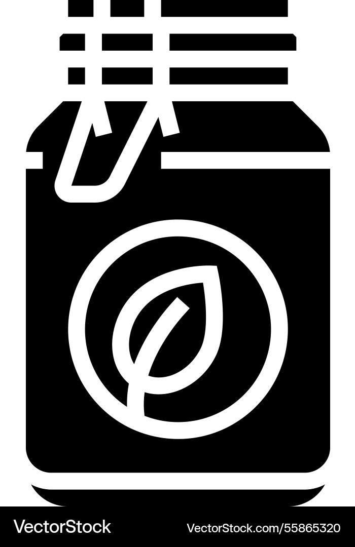 Glass jar leaf sustainable beauty glyph icon Glass jar leaf sustainable beauty glyph icon vector image
