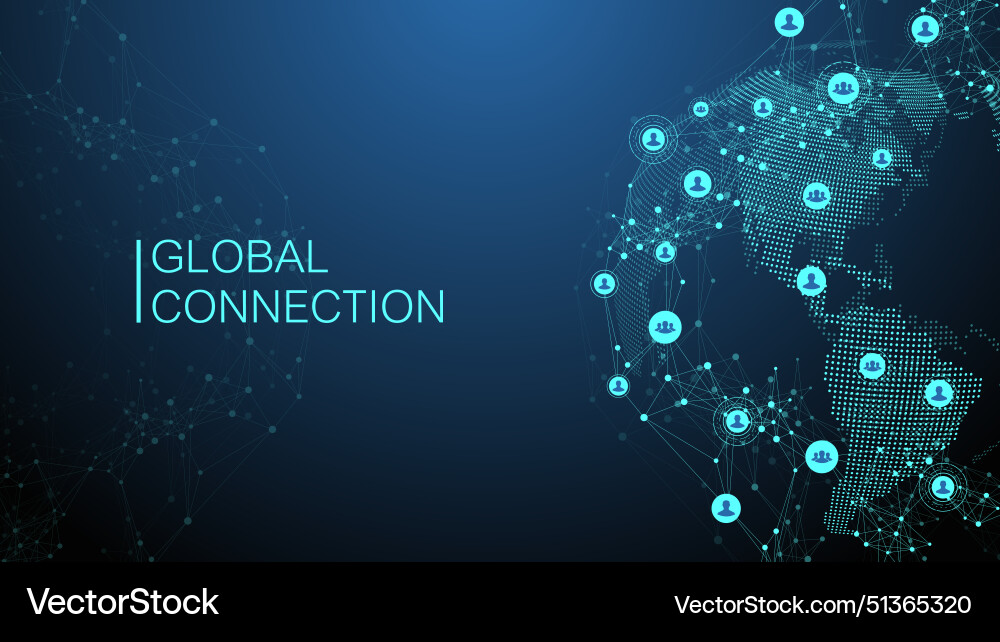 Global network connection banner design template Global network connection banner design template vector image