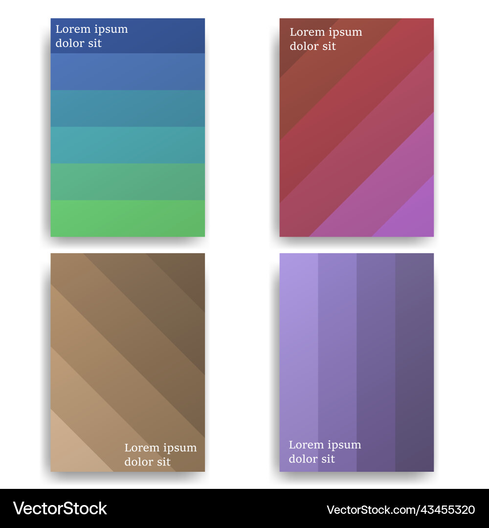 Gradient texture brochure cover set custom Vector Image