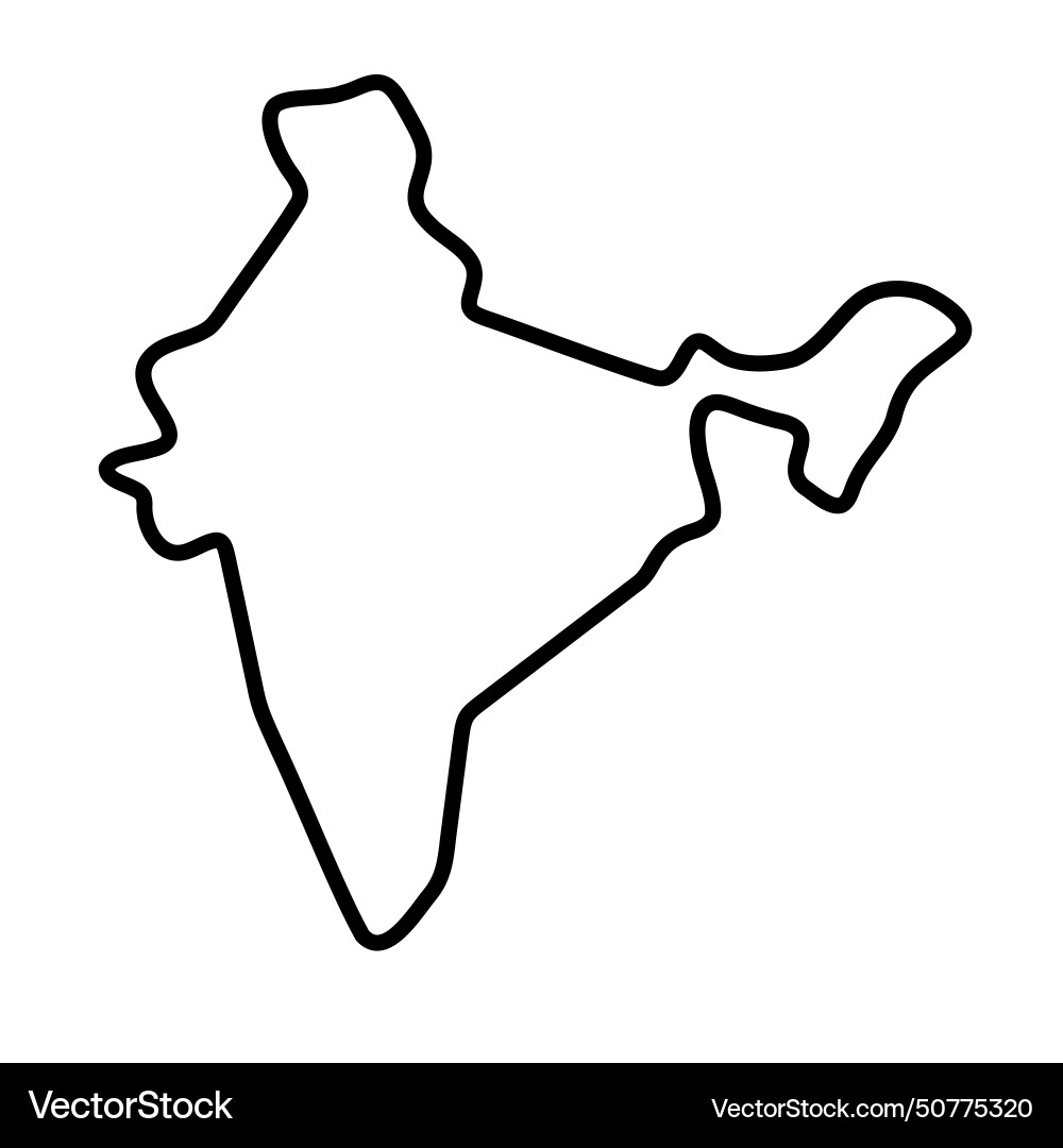 India simplified outline map Royalty Free Vector Image